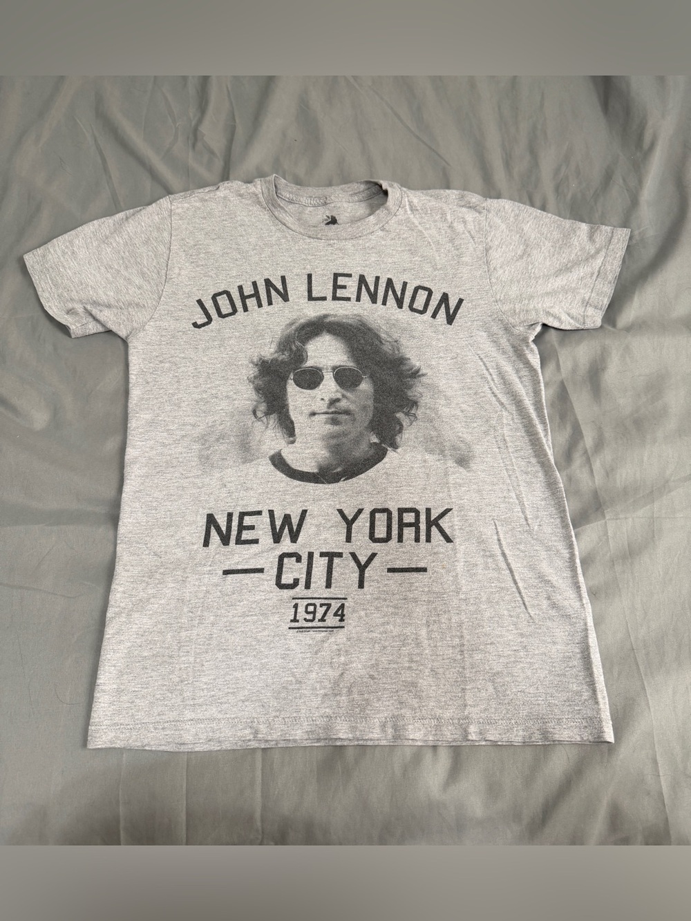 John Lennon New York City 1974 Graphic Tee - Light Gray